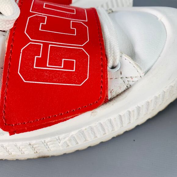 GCDS Size 9 White Red Black Leather Logo Low Top Platform Sneakers - Picture 9 of 14